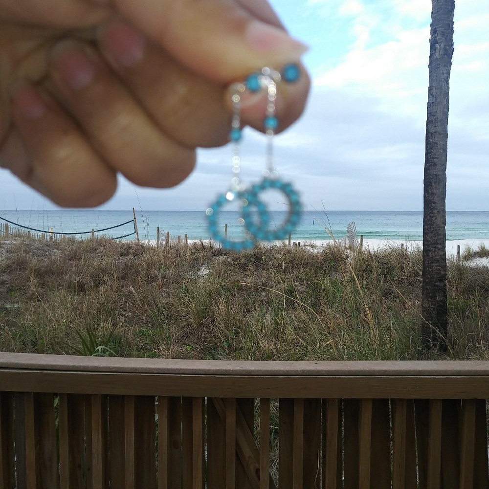 2x$30 Sterling Silver 925 Ocean Blue earrings. - Picture 3 of 4